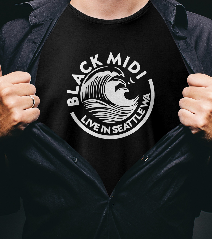 Radiohead Fan Black Midi Live In Seattle WA Ocean Wave T-Shirt