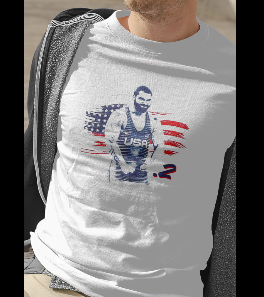Big Cat Gable Steveson USA Wrestler With American Flag T-Shirt