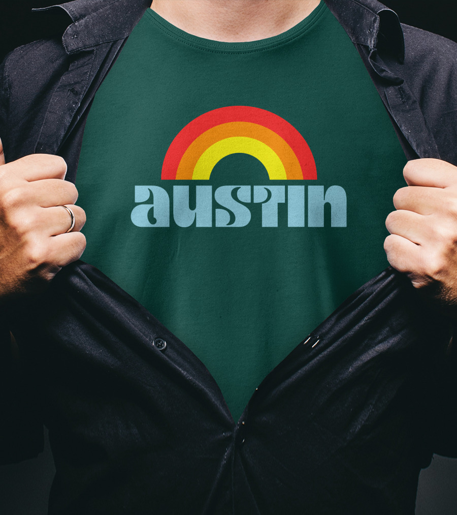 Austin Pride Rainbow Retro T-Shirt
