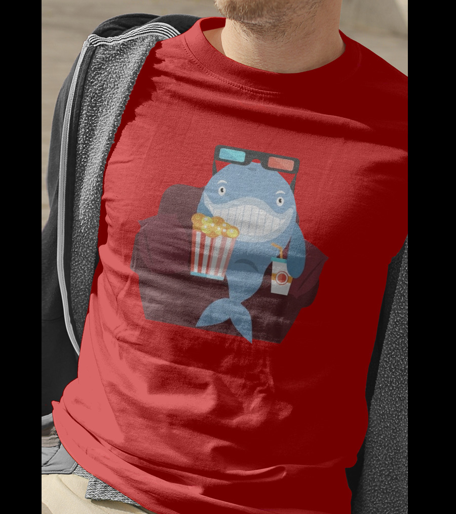 Pete G Whales Popcorn 3D Glasses Cinema T-Shirt