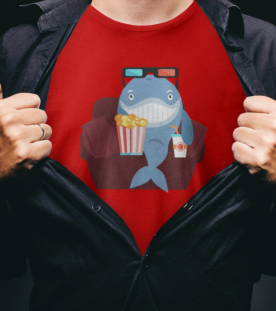 Pete G Whales Popcorn 3D Glasses Cinema T-Shirt