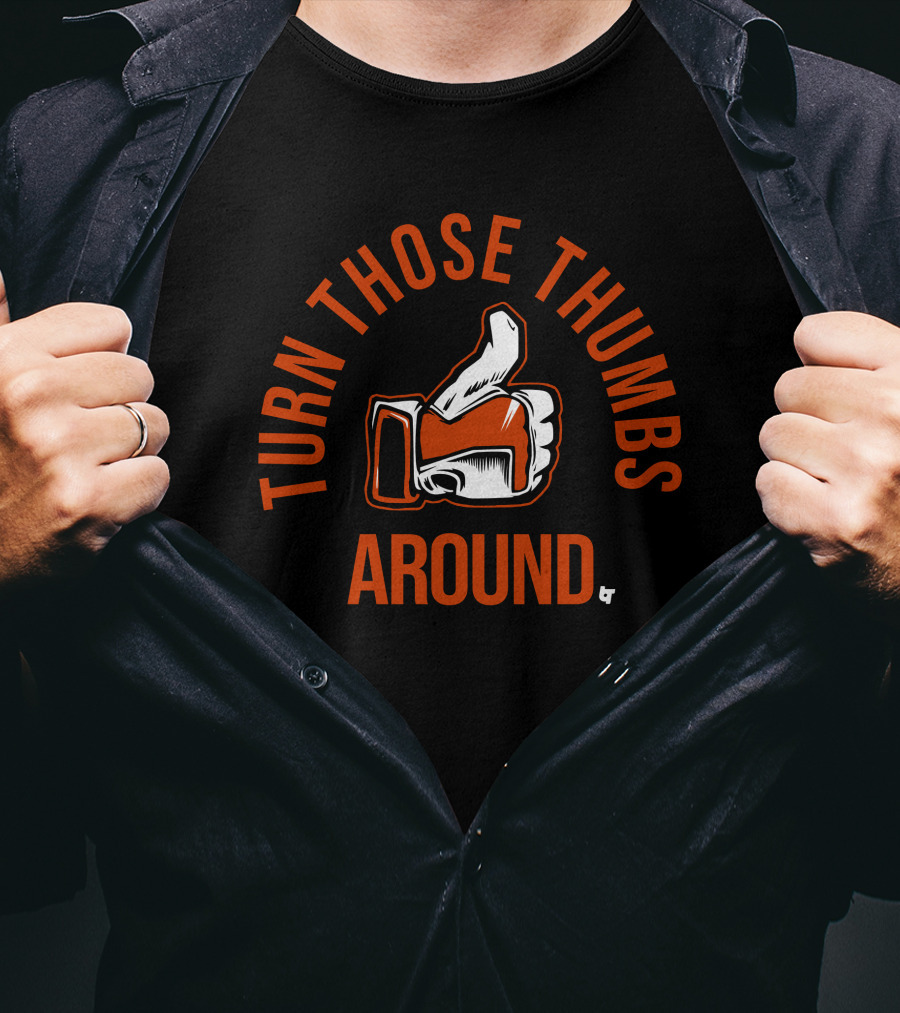Turn Those Thumbs Around Orange Glove Iconic Image T-Shirt