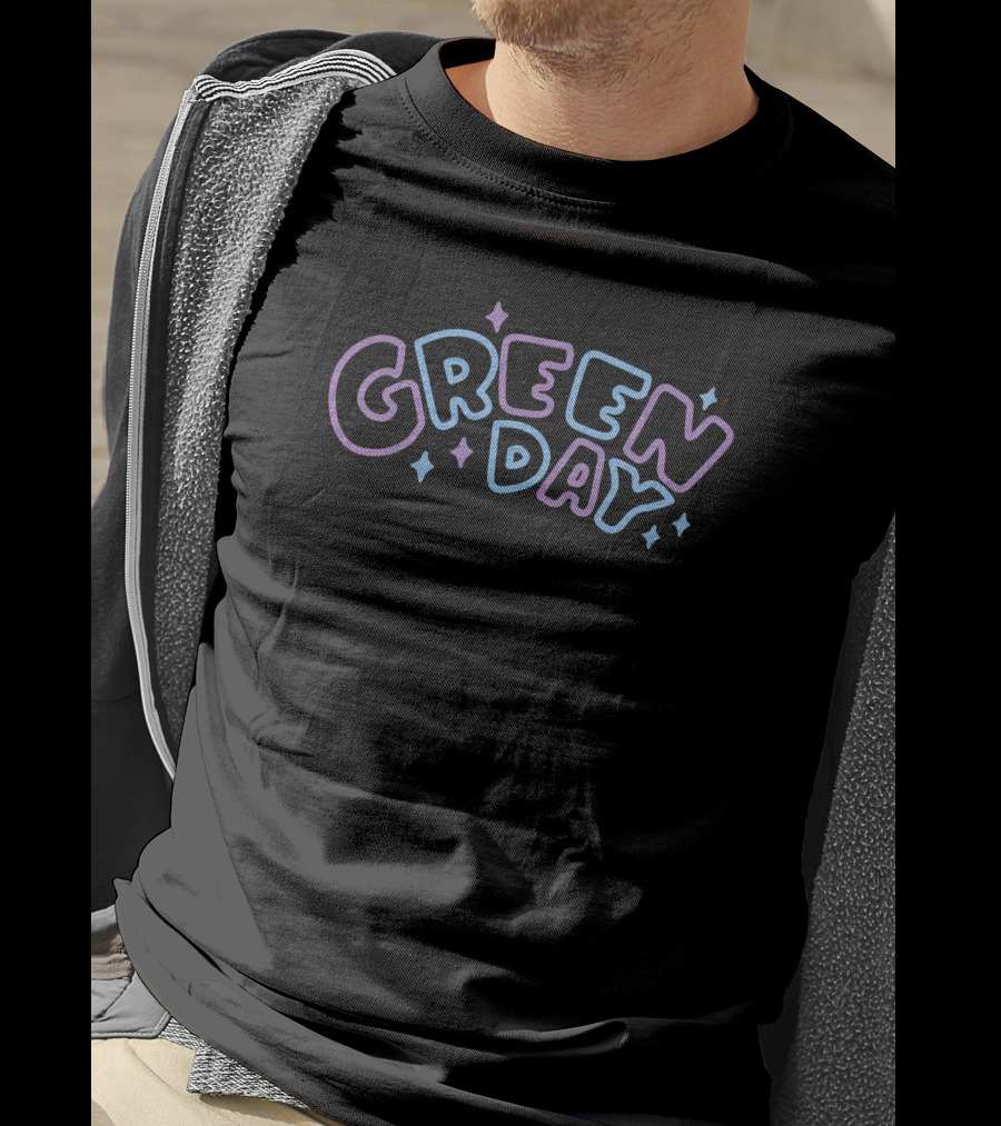 Green Day Multicolor Sparkle Text With Stars T-Shirt
