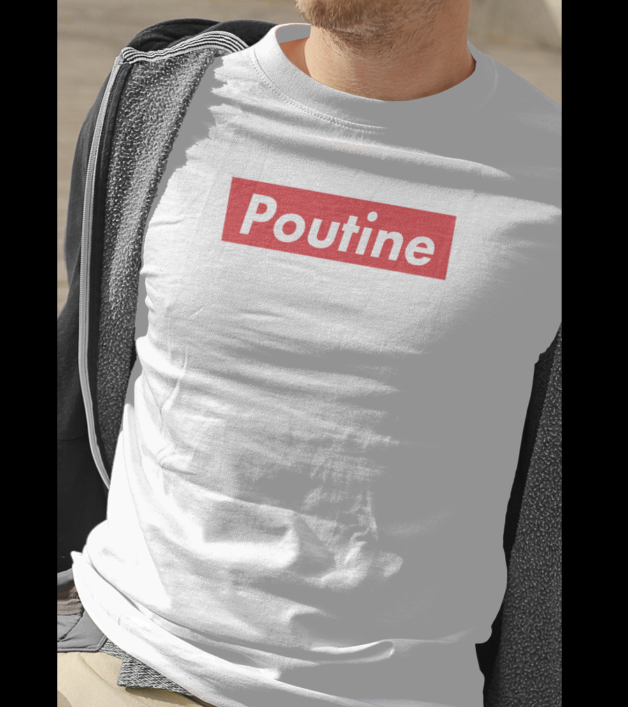 Main And Local Poutine Red Block Text T-Shirt