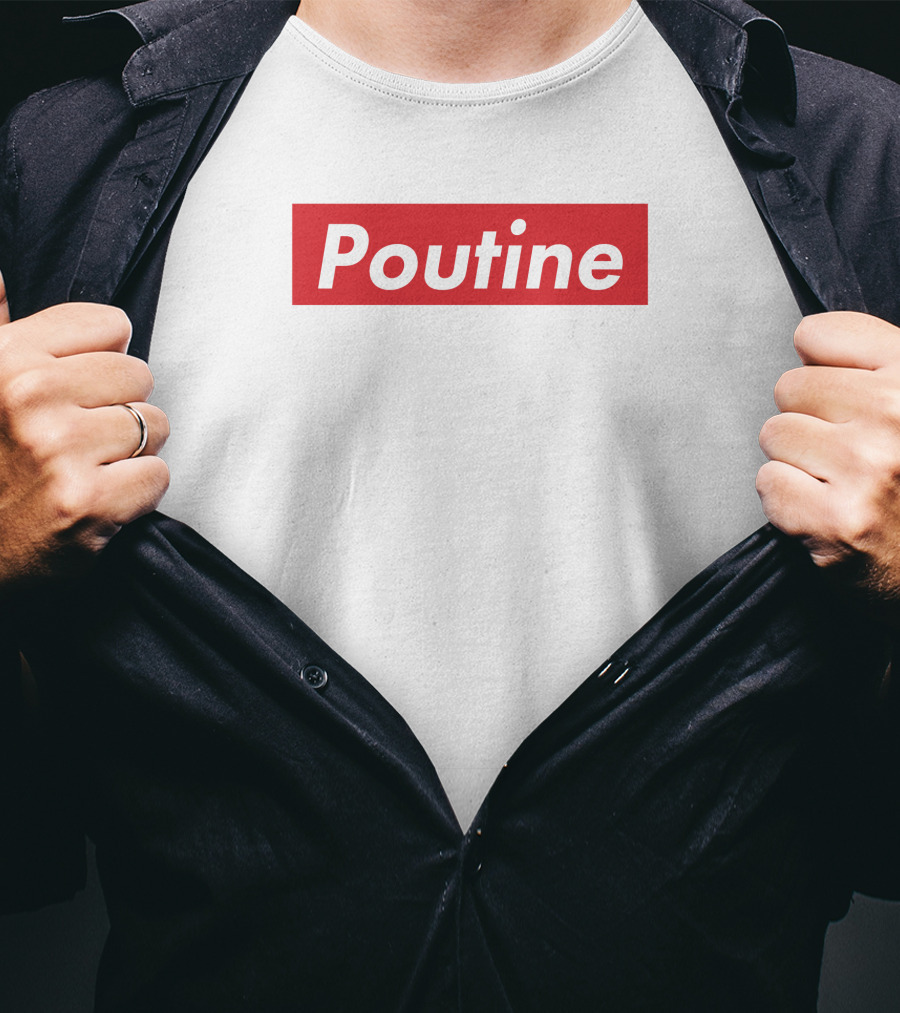 Main And Local Poutine Red Block Text T-Shirt