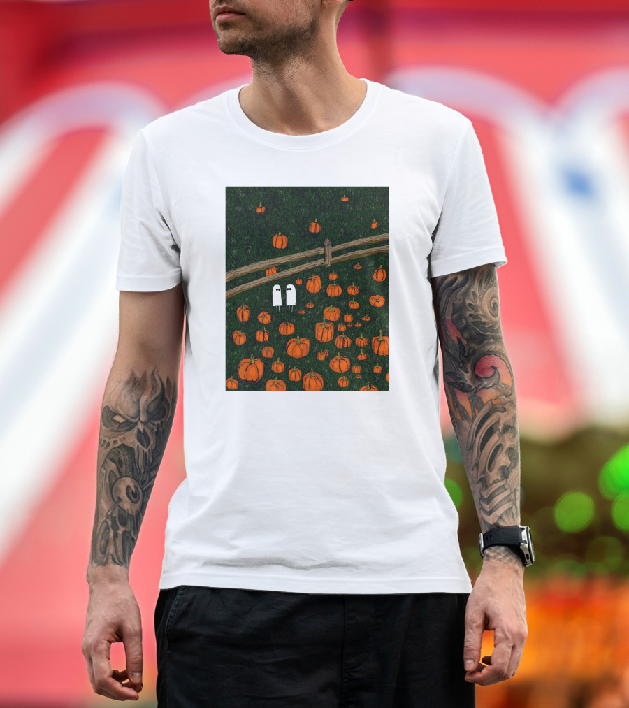 Nadiatheartist Shop Date Night Ghosts In Pumpkin Patch T-Shirt