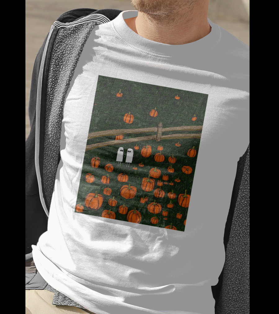 Nadiatheartist Shop Date Night Ghosts In Pumpkin Patch T-Shirt