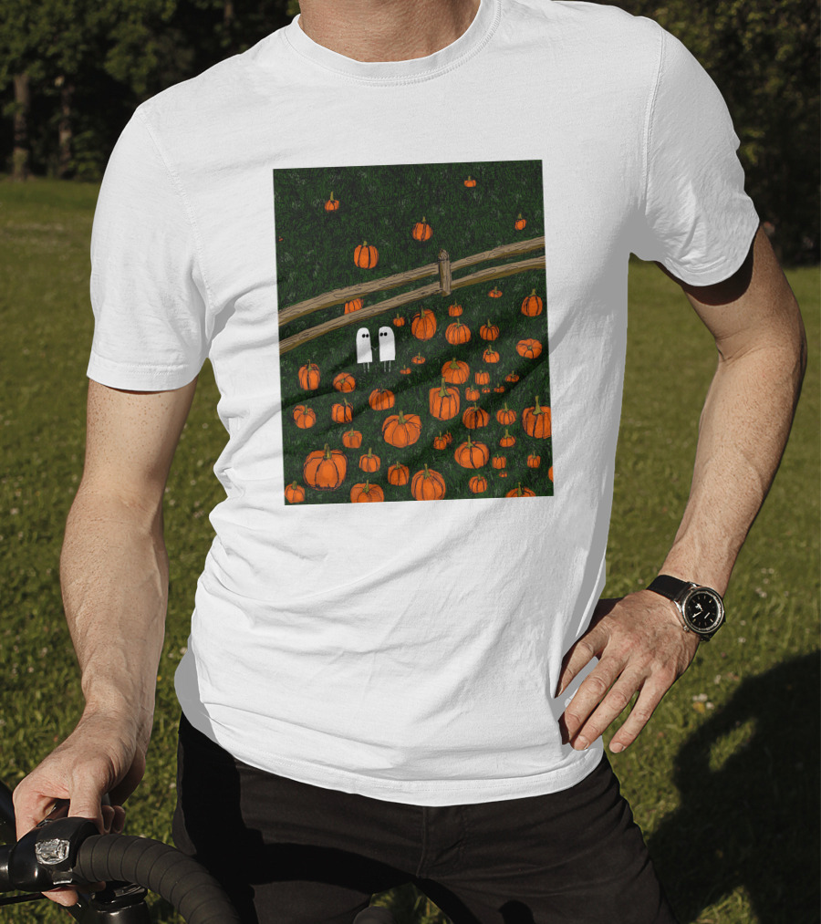 Nadiatheartist Shop Date Night Ghosts In Pumpkin Patch T-Shirt