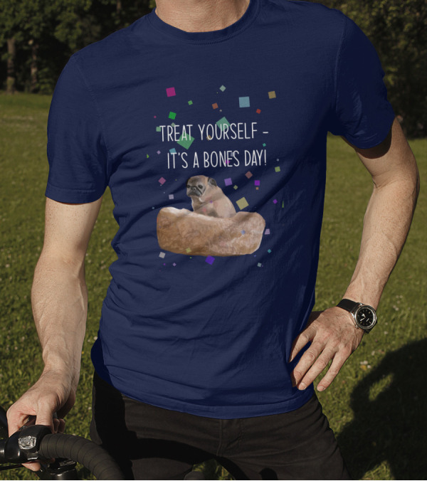 Treat Yourself It's A Bones Day NoodleThreadless Pug Confetti T-Shirt