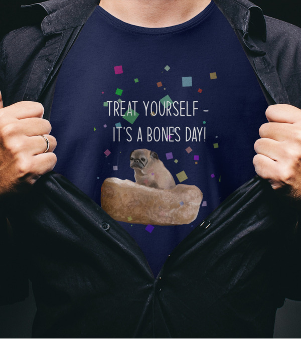 Treat Yourself It's A Bones Day NoodleThreadless Pug Confetti T-Shirt