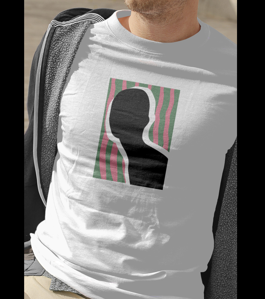 Everpress Shop Inner Talk Silhouette With Pink And Green Wavy Background T-Shirt