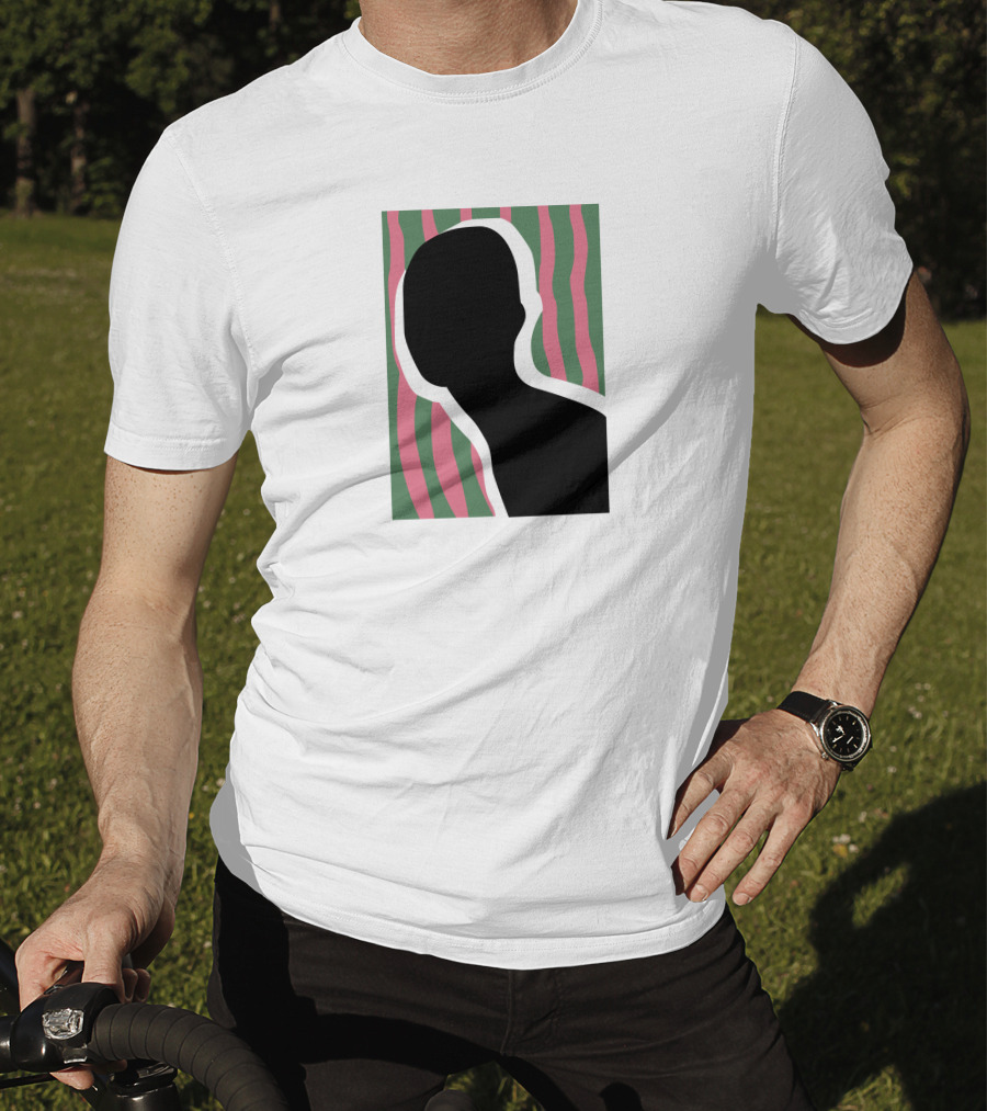 Everpress Shop Inner Talk Silhouette With Pink And Green Wavy Background T-Shirt