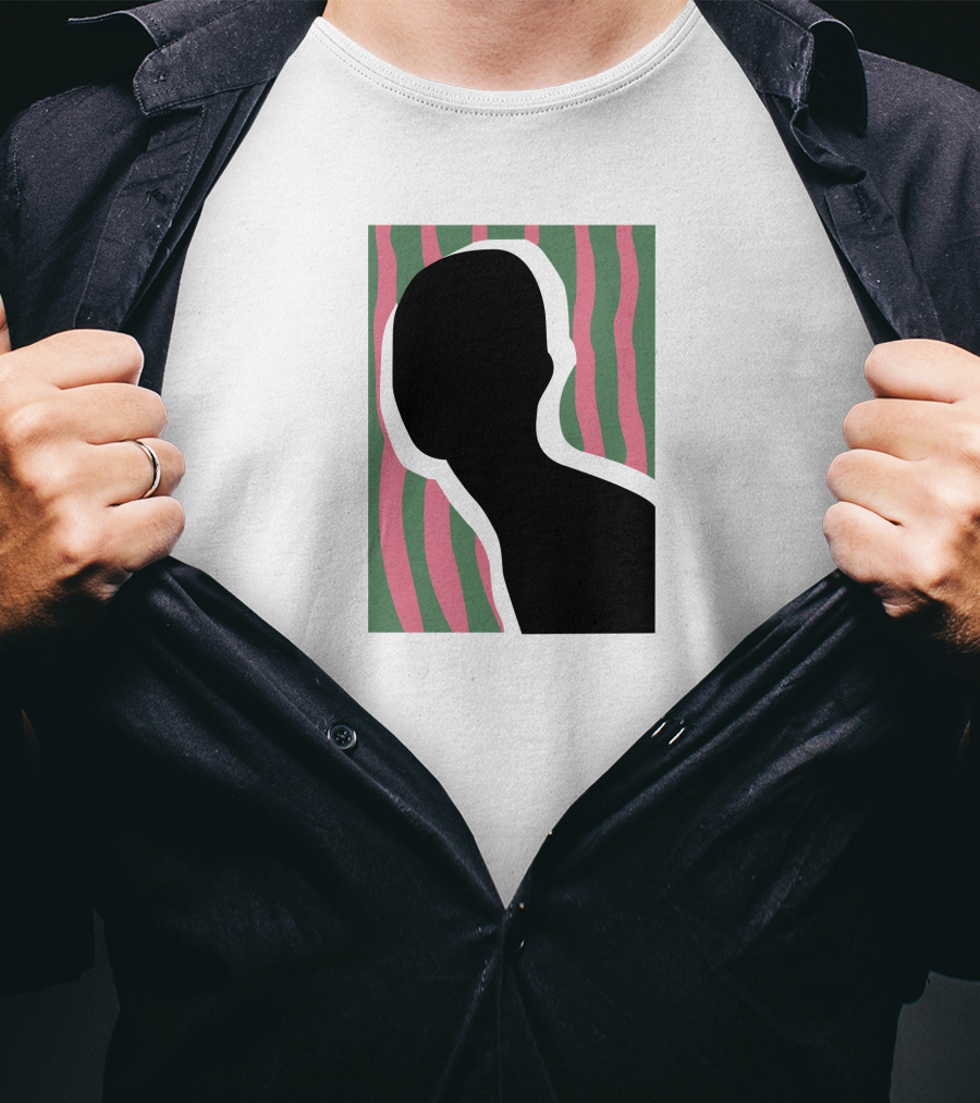 Everpress Shop Inner Talk Silhouette With Pink And Green Wavy Background T-Shirt