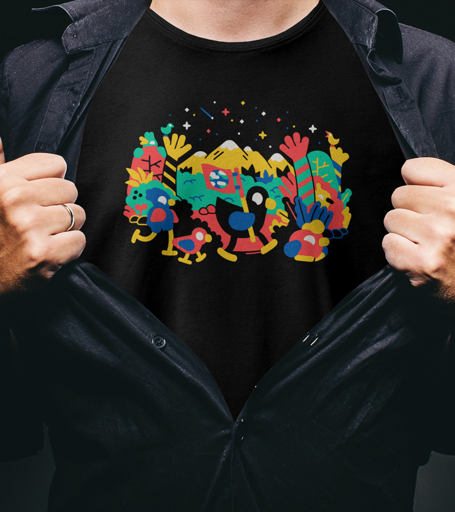 Kurzgesagt Duck And Friends Adventure Scene T-Shirt