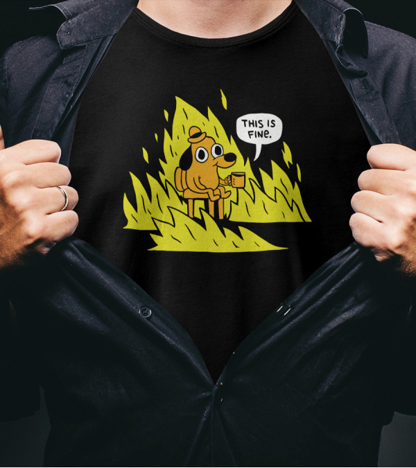 Topatoco Store This Is Fine Dog Meme Daniel Kibblesmith T-Shirt