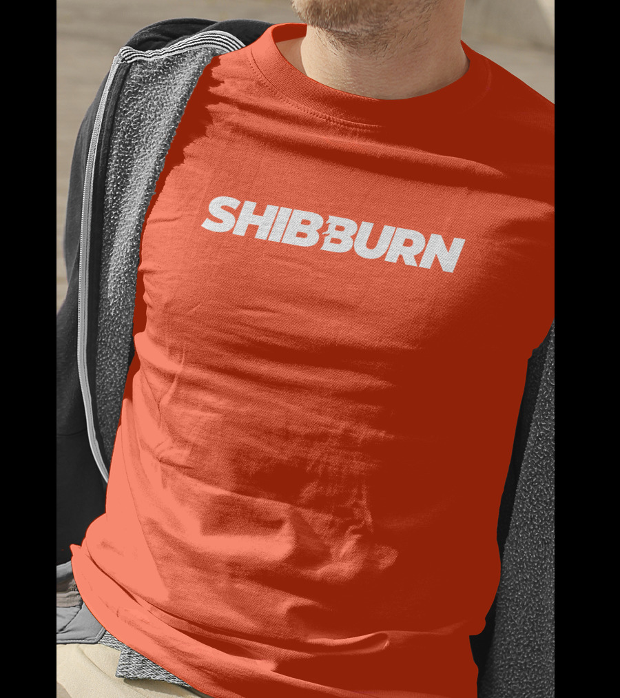 Shibburn Cryptocurrency Concept Bold White Text On Vibrant Orange Background T-Shirt