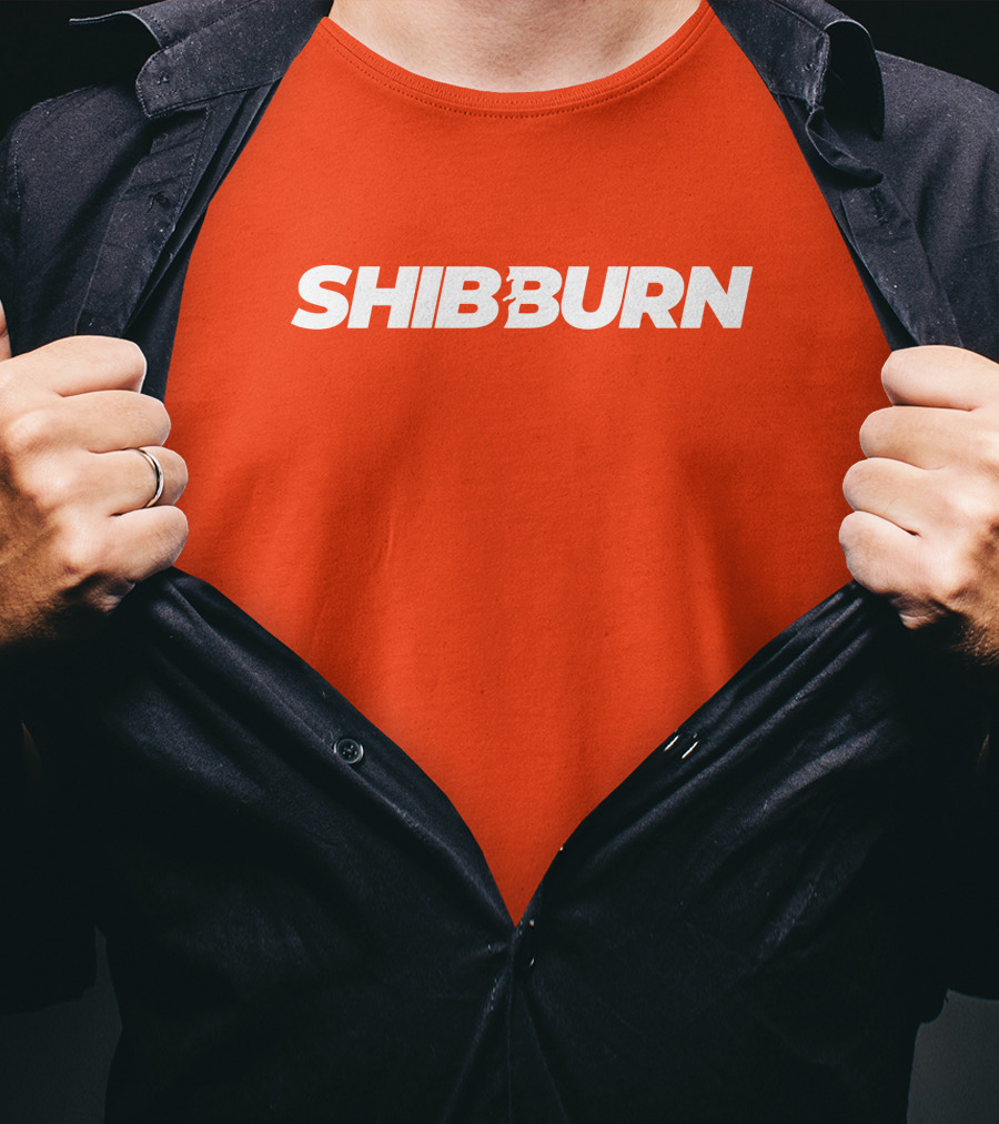 Shibburn Cryptocurrency Concept Bold White Text On Vibrant Orange Background T-Shirt