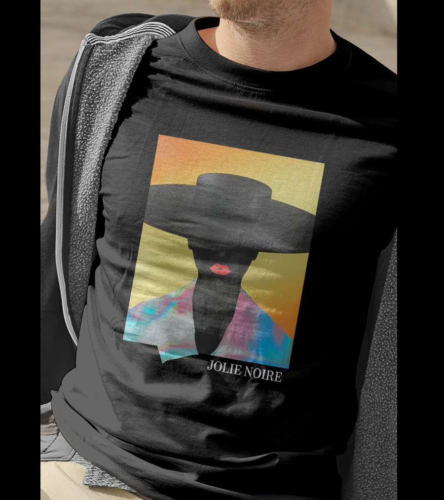 Jolie Noire Vibrant Abstract Fashion Portrait With Black Hat T-Shirt