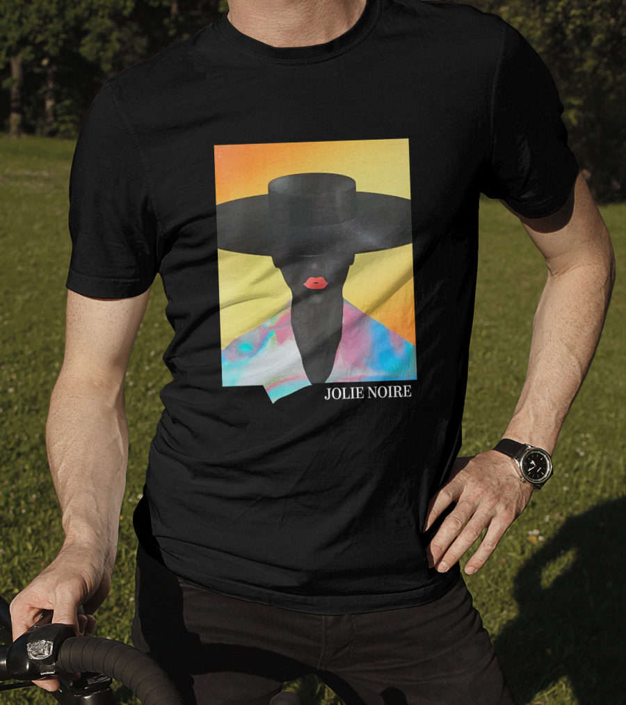 Jolie Noire Vibrant Abstract Fashion Portrait With Black Hat T-Shirt