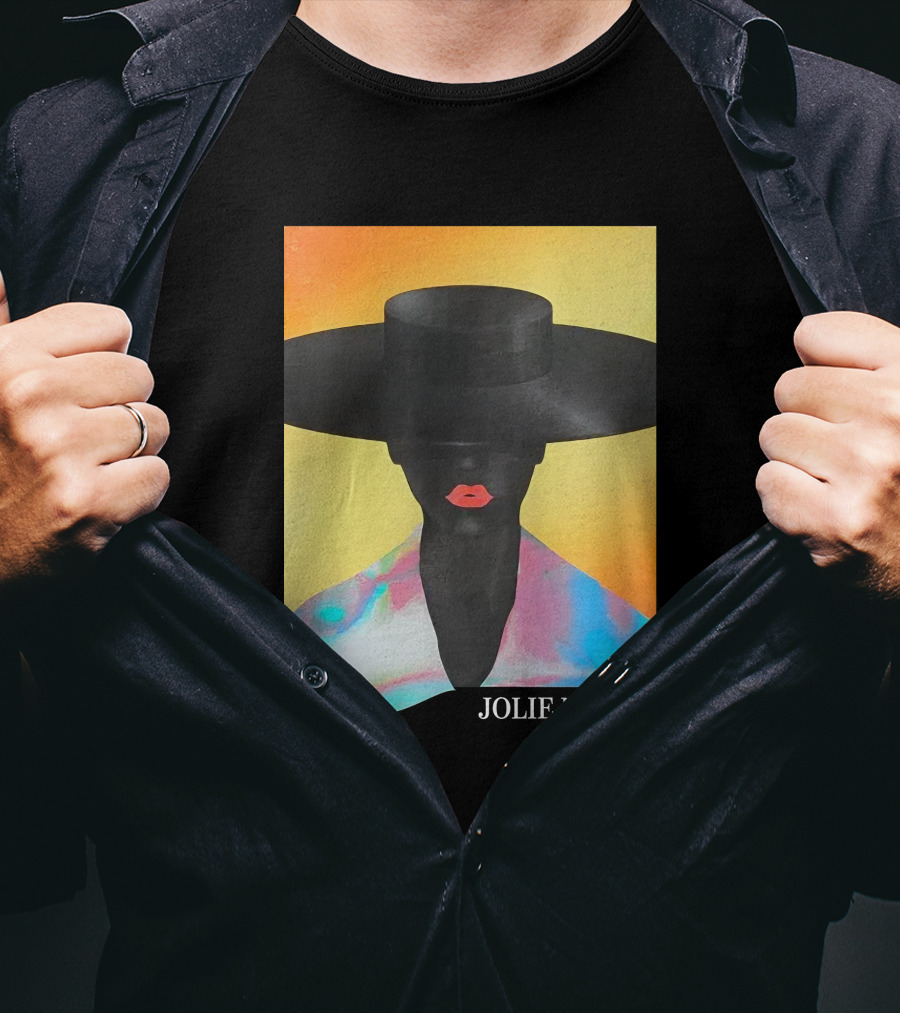 Jolie Noire Vibrant Abstract Fashion Portrait With Black Hat T-Shirt