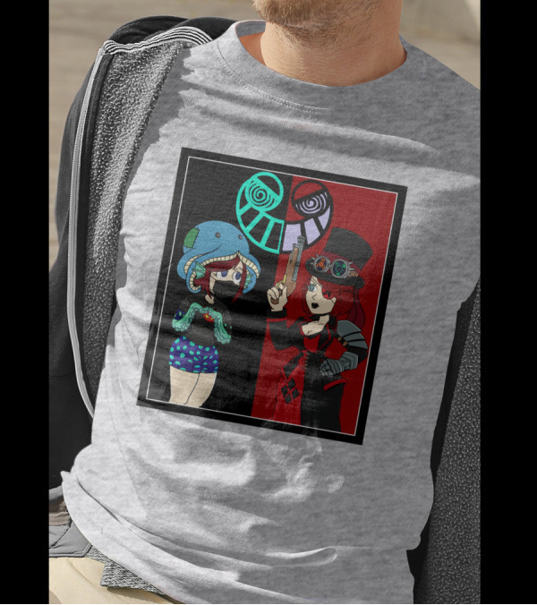 Frenemies Forever Threadless Blowing Off Steam Misssteam Steampunk And Aquatic Duel T-Shirt