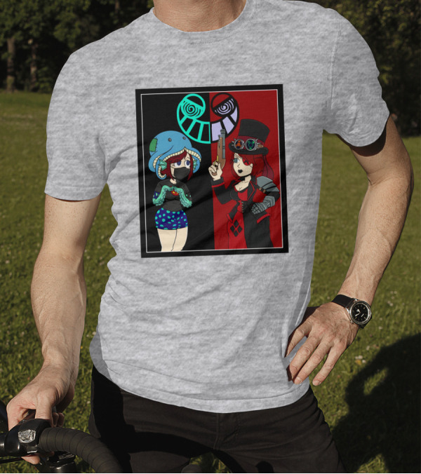 Frenemies Forever Threadless Blowing Off Steam Misssteam Steampunk And Aquatic Duel T-Shirt