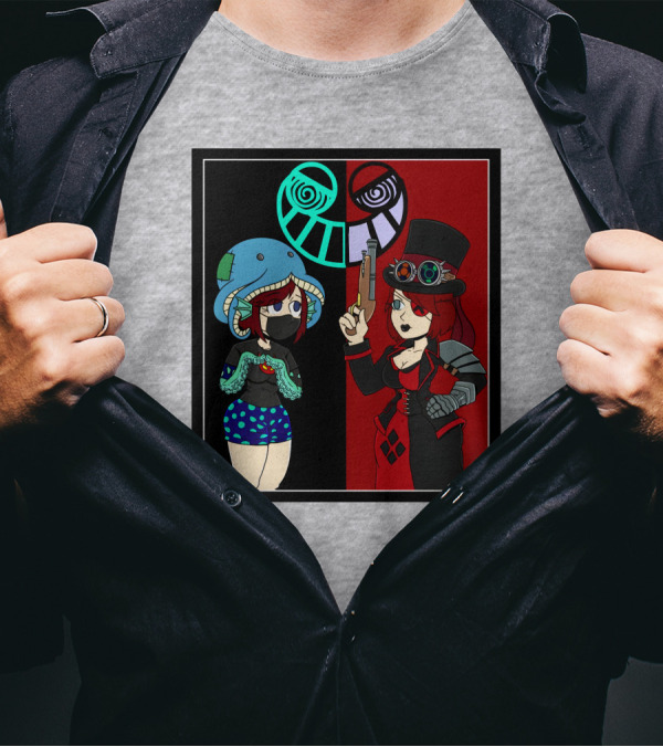Frenemies Forever Threadless Blowing Off Steam Misssteam Steampunk And Aquatic Duel T-Shirt