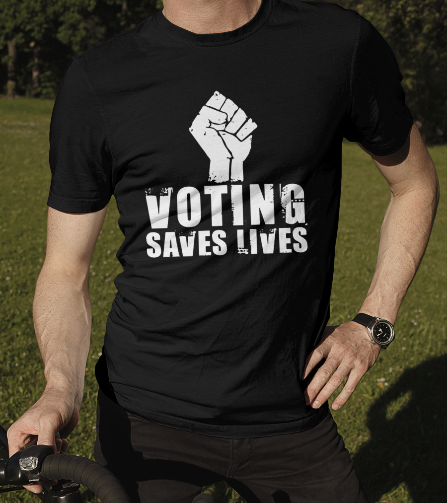 Rainy Studios Voting Saves Lives Fist Symbol Sam Aburime T-Shirt