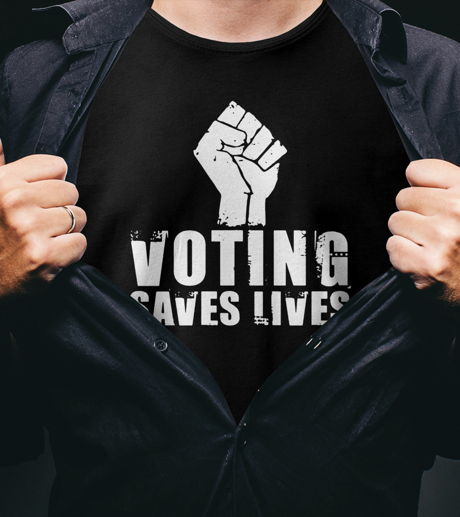 Rainy Studios Voting Saves Lives Fist Symbol Sam Aburime T-Shirt