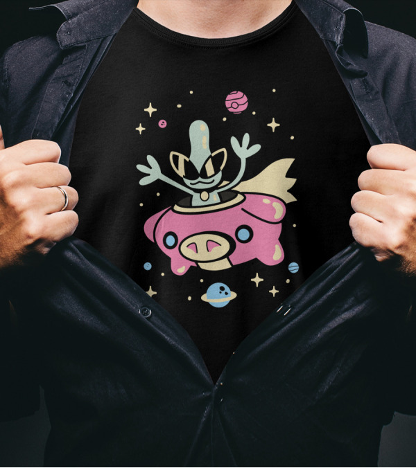The Yetee Shop Space Glasses Alien In Spaceship By Jaime Ugarte T-Shirt