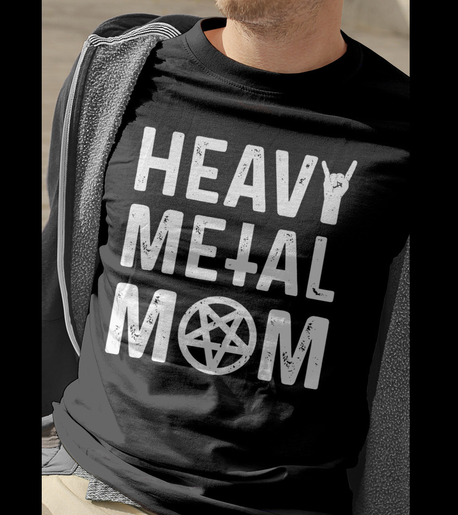 Heavy Metal Mom Cassandra L Thompson Cass Thomps13 Pentagram Rock Gesture T-Shirt
