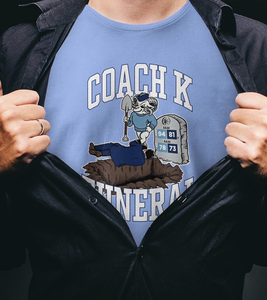 Big Cat Coach K Funeral Digging Cartoon Shovel Logo Dave Portnoy T-Shirt