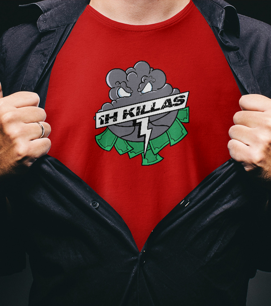 1H Killas Angry Cloud With Lightning And Money T-Shirt