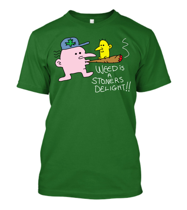 Threadless Shop Weed Is A Stoners Delight Green Cap Cartoon The Average Joey T-Shirt