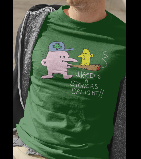Threadless Shop Weed Is A Stoners Delight Green Cap Cartoon The Average Joey T-Shirt