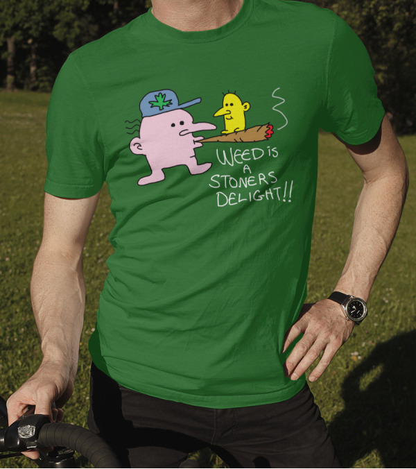 Threadless Shop Weed Is A Stoners Delight Green Cap Cartoon The Average Joey T-Shirt
