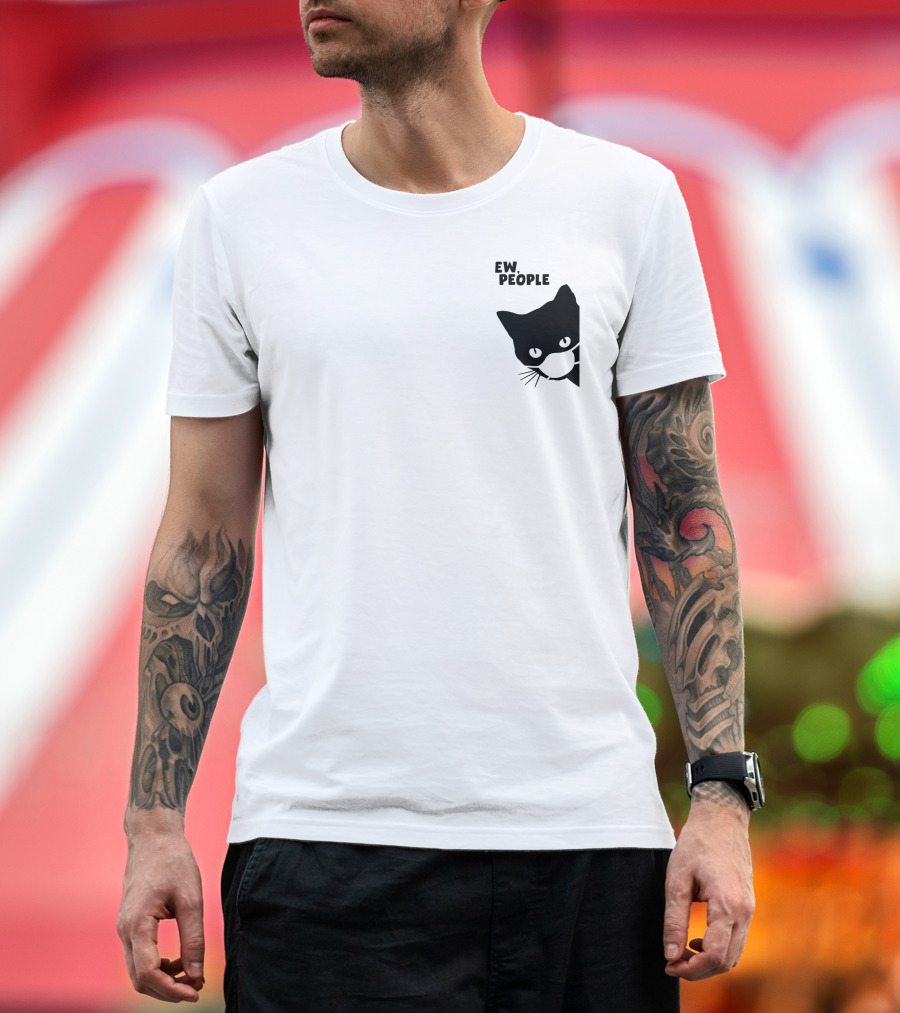 Qwertee Shop Ew People Cat Silhouette By Yirm T-Shirt