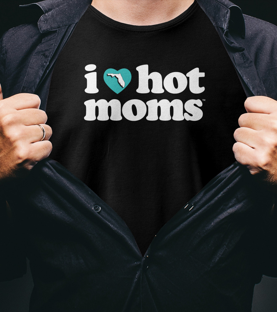 I Love Hot Mom Florida Charity Heart Shape Icon Map T-Shirt