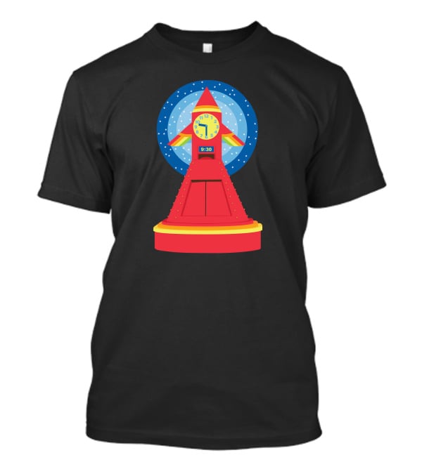 Rocket Clock With Colorful Timer And Starry Background T-Shirt