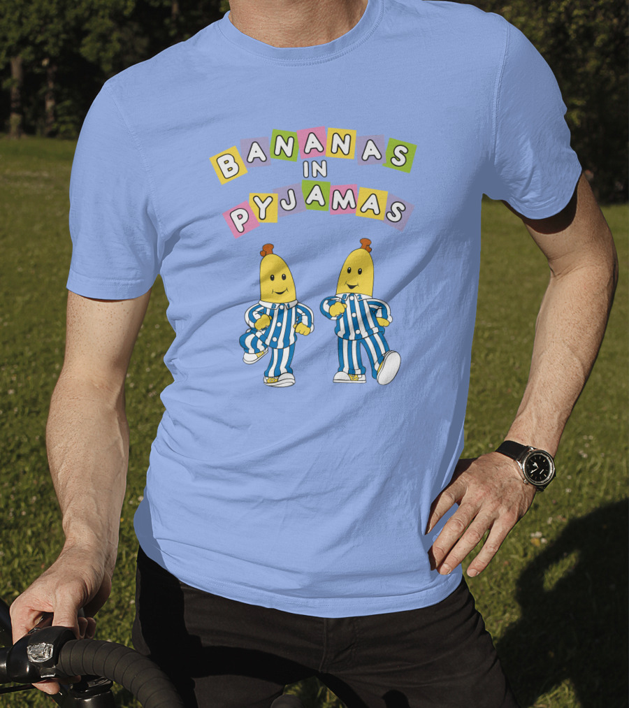 Bananas In Pyjamas Cartoon Characters In Blue And White Striped Outfits T-Shirt