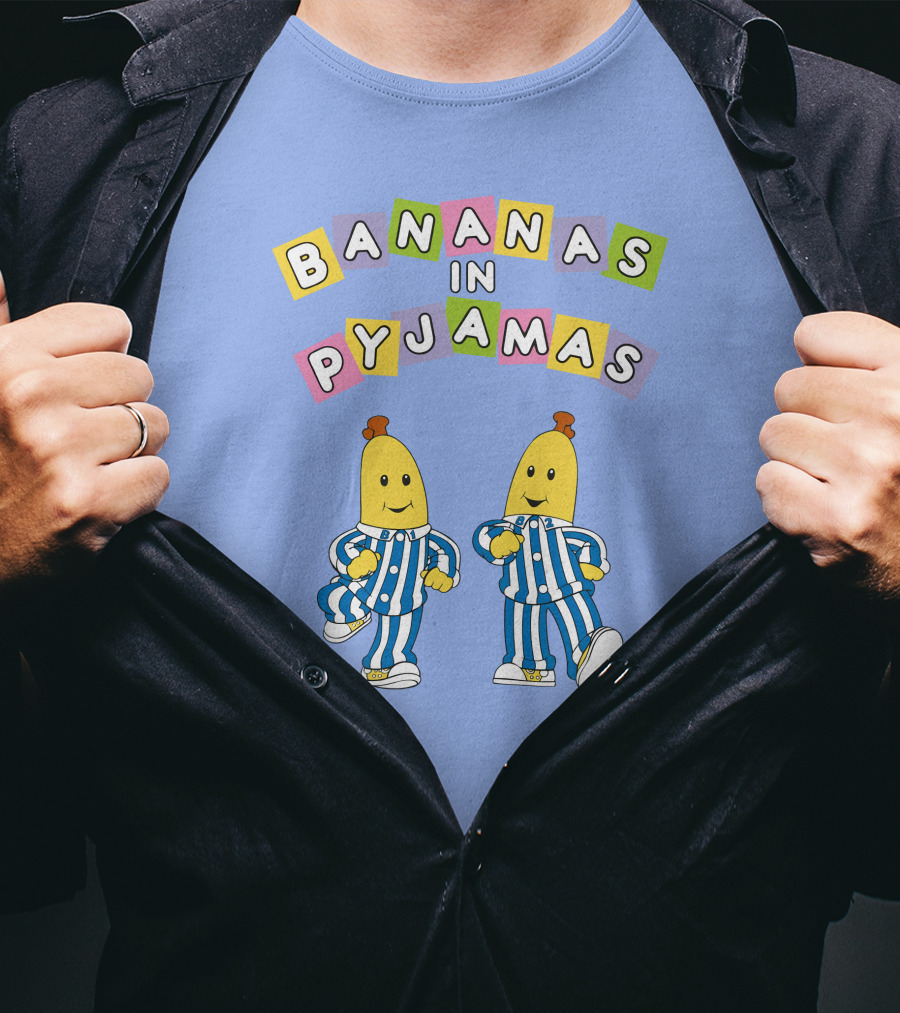Bananas In Pyjamas Cartoon Characters In Blue And White Striped Outfits T-Shirt
