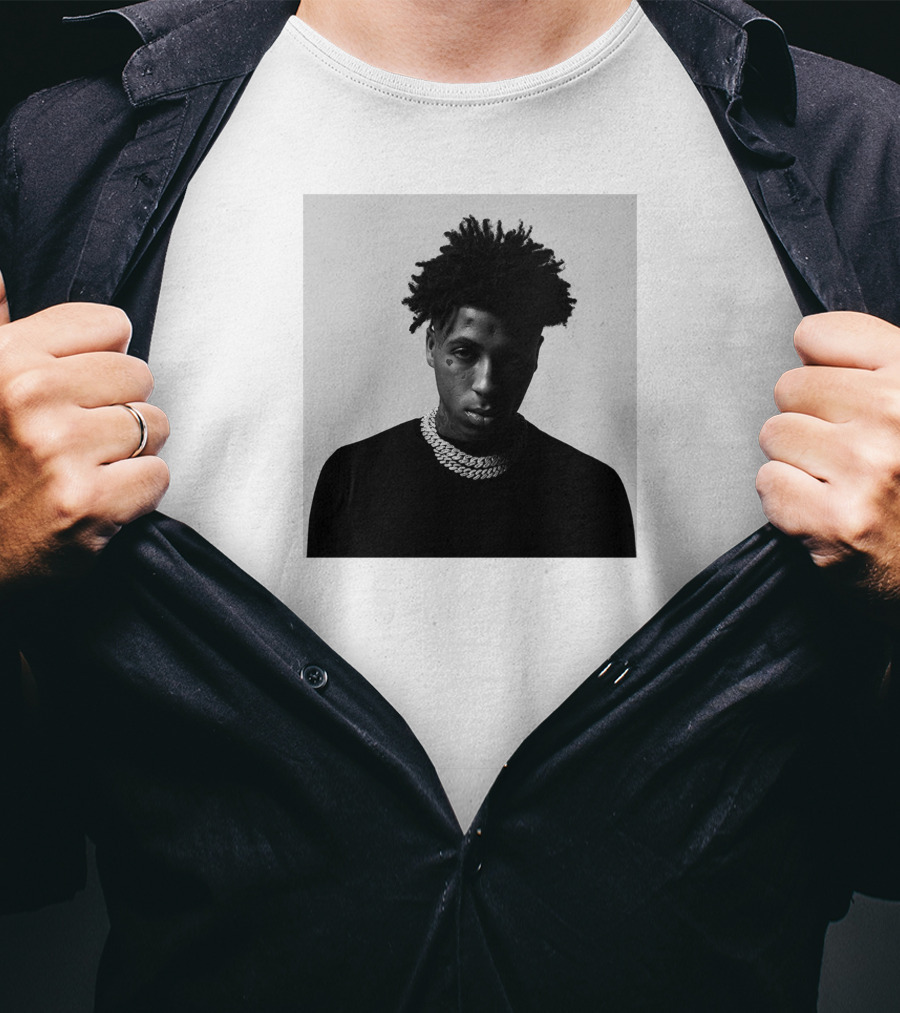 Youngboy Monochrome Portrait Black Sweater Chain T-Shirt