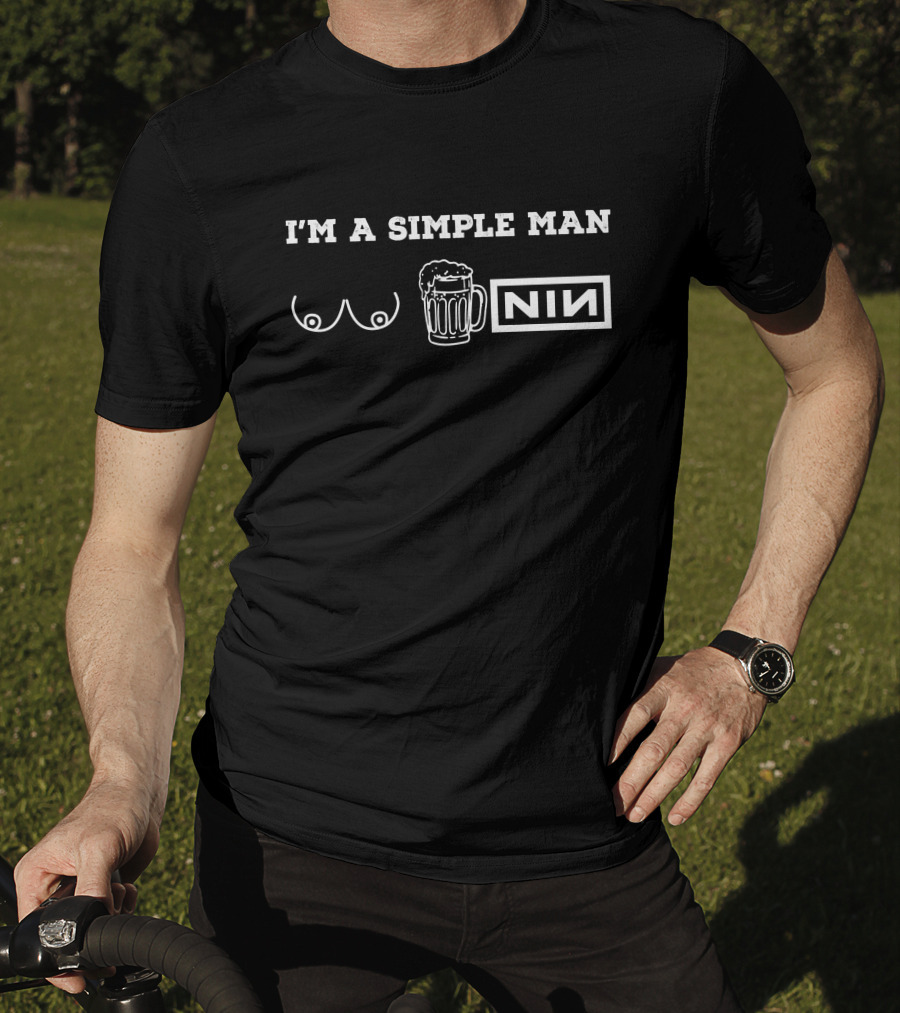 I'm A Simple Man I Like Beer Drums Guitar T-Shirt