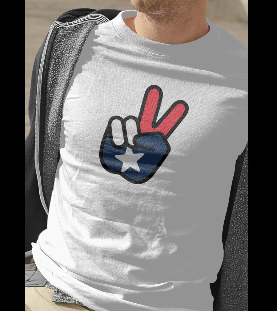 Peace Sign American Flag Star Gesture T-Shirt