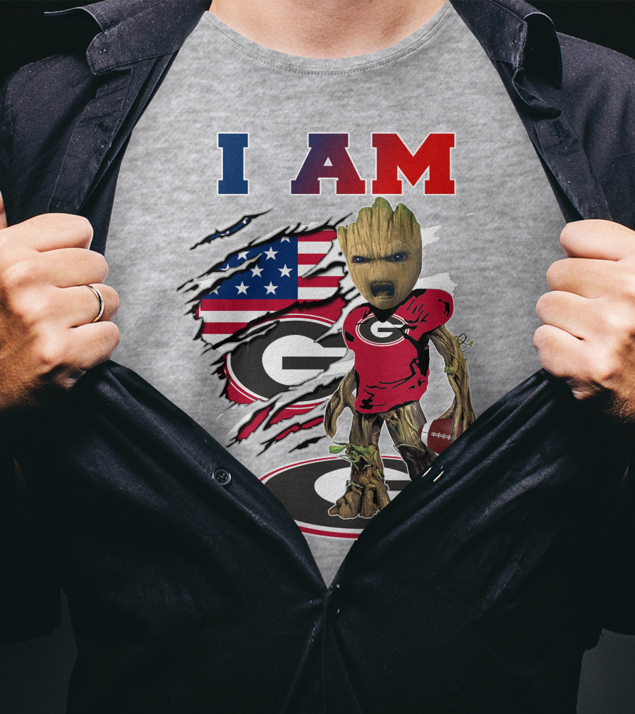I Am Groot Bulldogs Georgia Football American Flag T-Shirt
