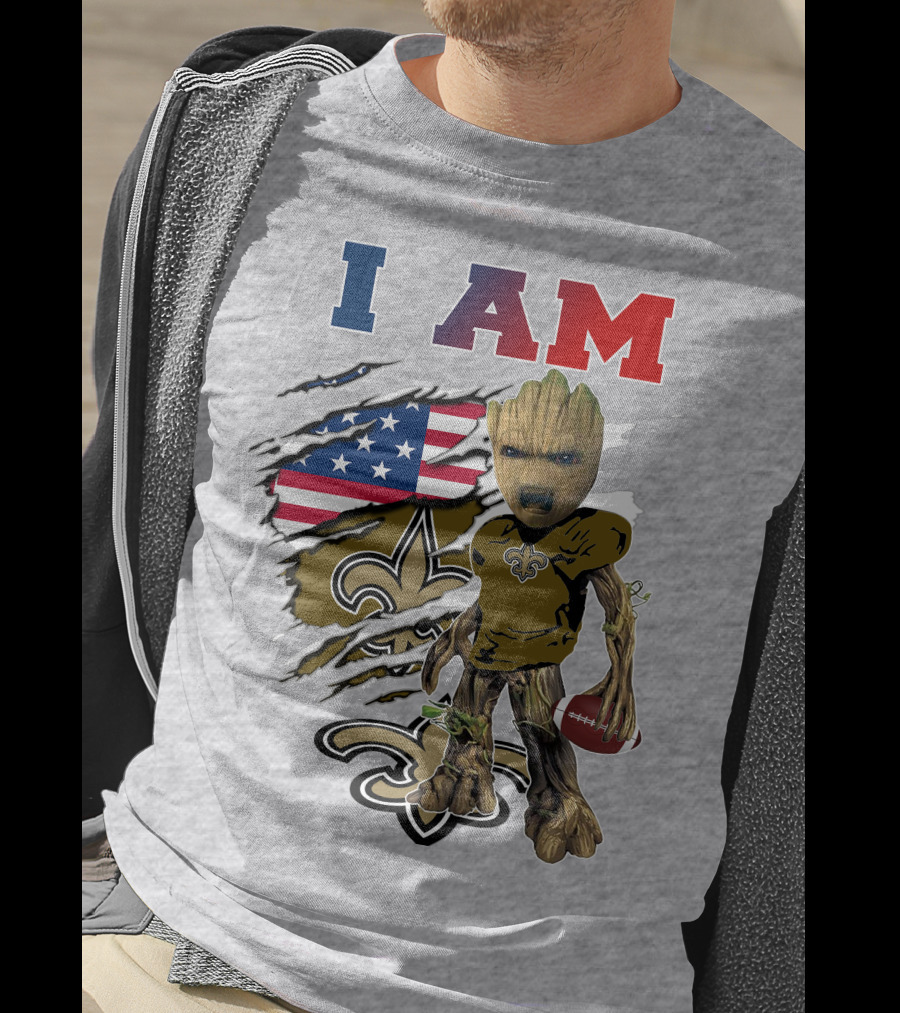 I Am Baby Groot Saints Football Team Spirit T-Shirt