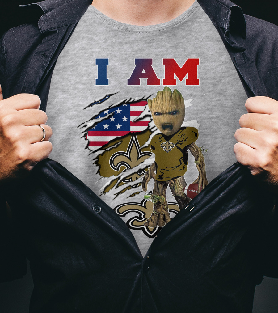I Am Baby Groot Saints Football Team Spirit T-Shirt