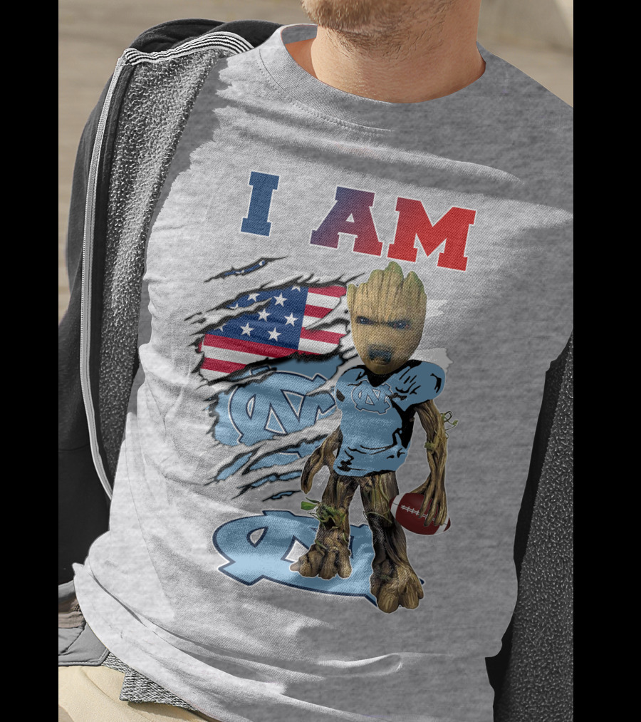 I Am Groot North Carolina Tar Heels Football USA Flag T-Shirt