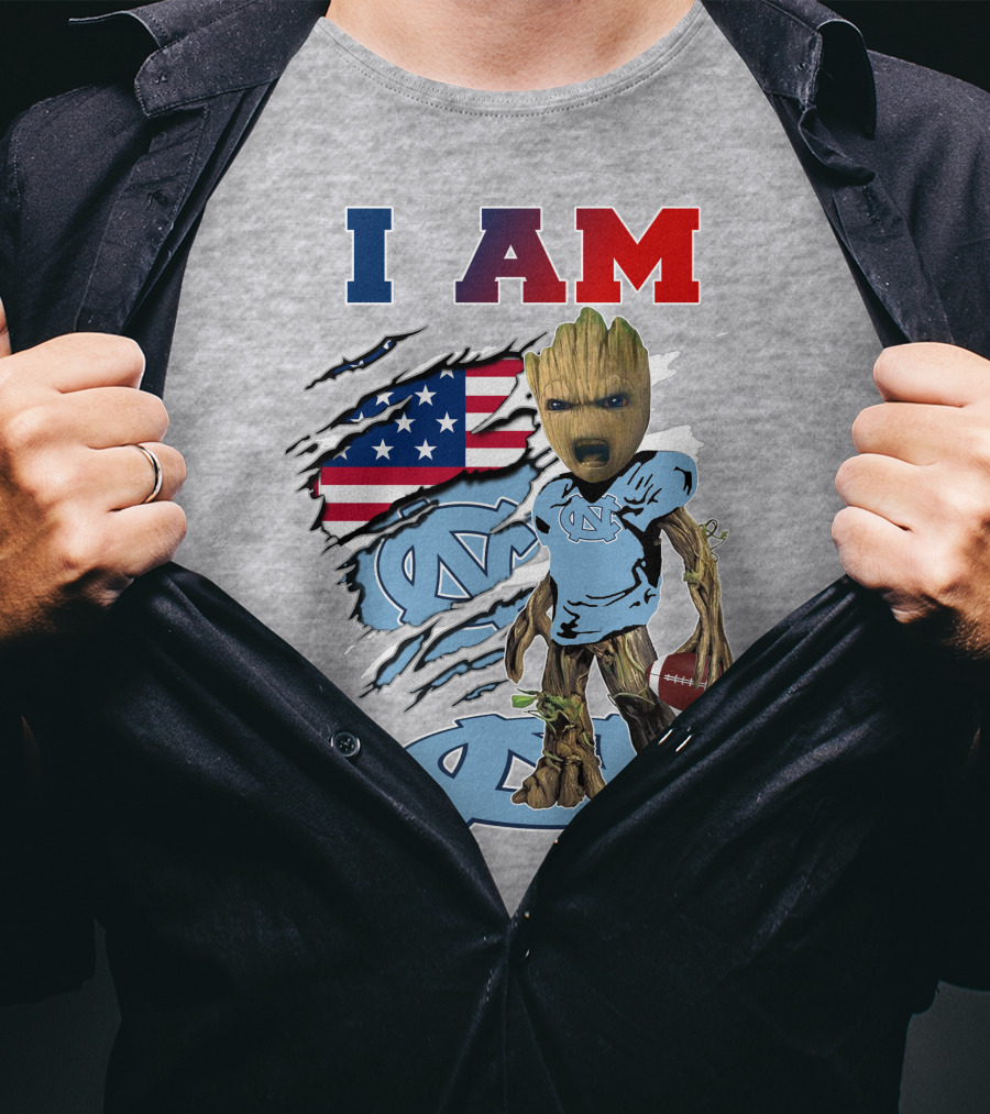 I Am Groot North Carolina Tar Heels Football USA Flag T-Shirt