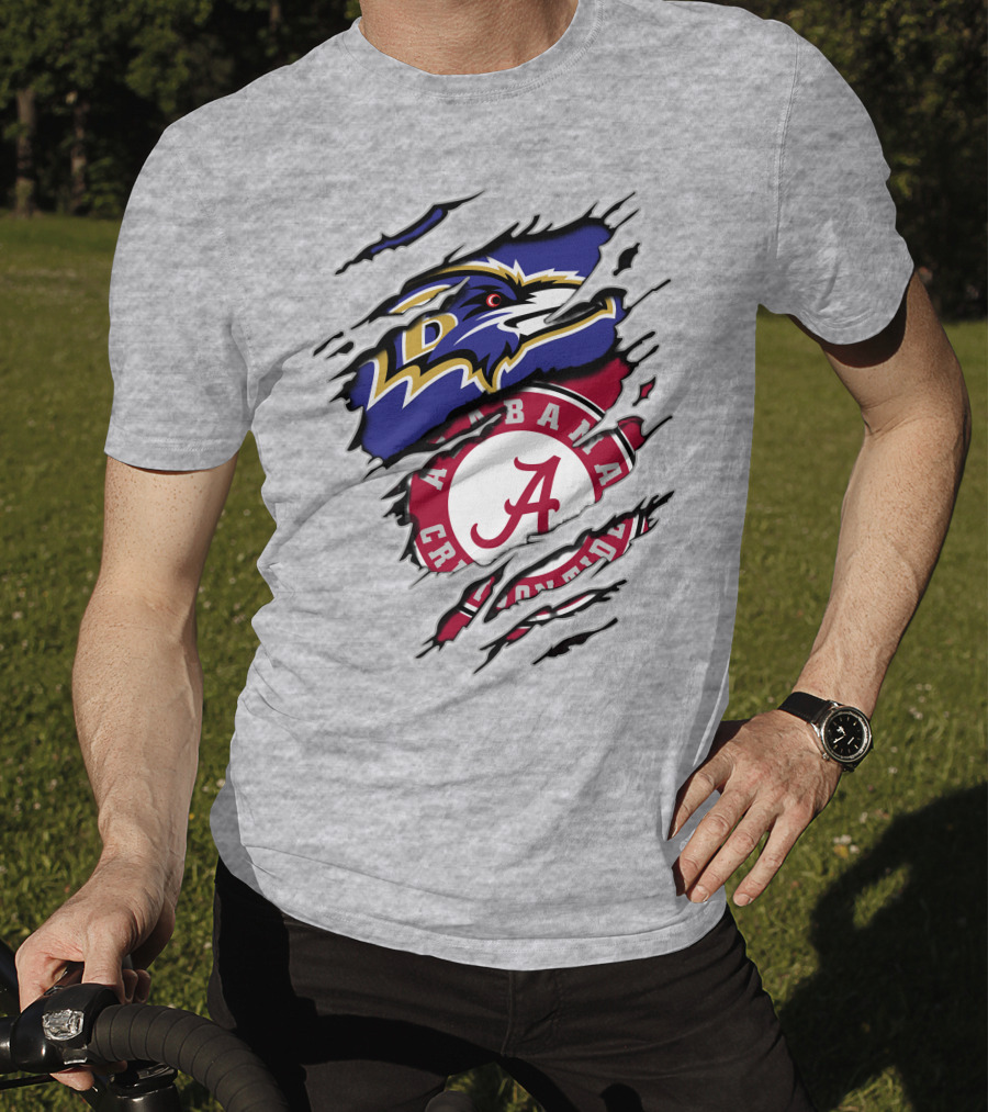 Baltimore Ravens Alabama Crimson Tide Logo Mashup T-Shirt